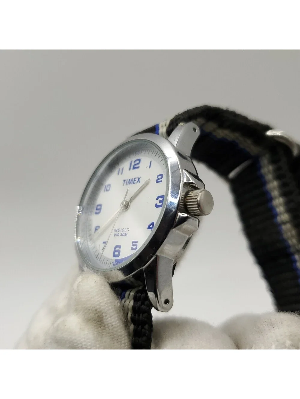 Timex Indiglo Blue Indicator 30mm Womens Watch White Dial New Battery